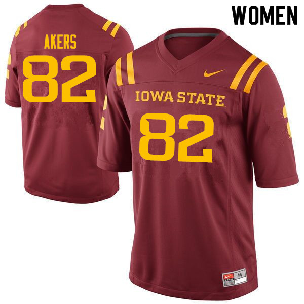 Iowa State Cyclones Women's #82 Landen Akers Nike NCAA Authentic Cardinal College Stitched Football Jersey OC42O67YS